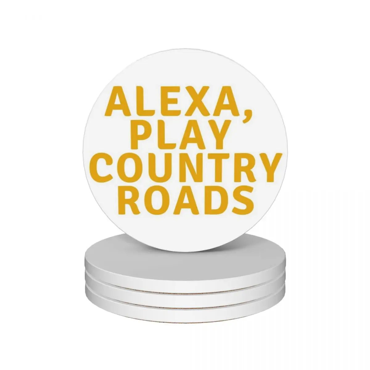 

Alexa, Play Country Roads Gold Ceramic Coasters (Set of 4) mat for dishes for coffee mugs ceramic christmas Coasters