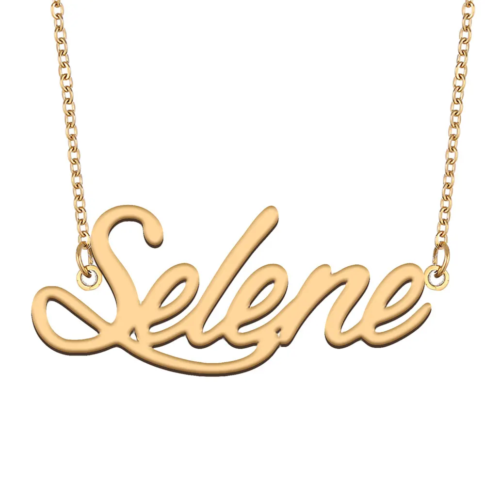 

Selene Name Necklace for Women Stainless Steel Jewelry Gold Color Nameplate Pendant Collares Para Mujer Letters Choker