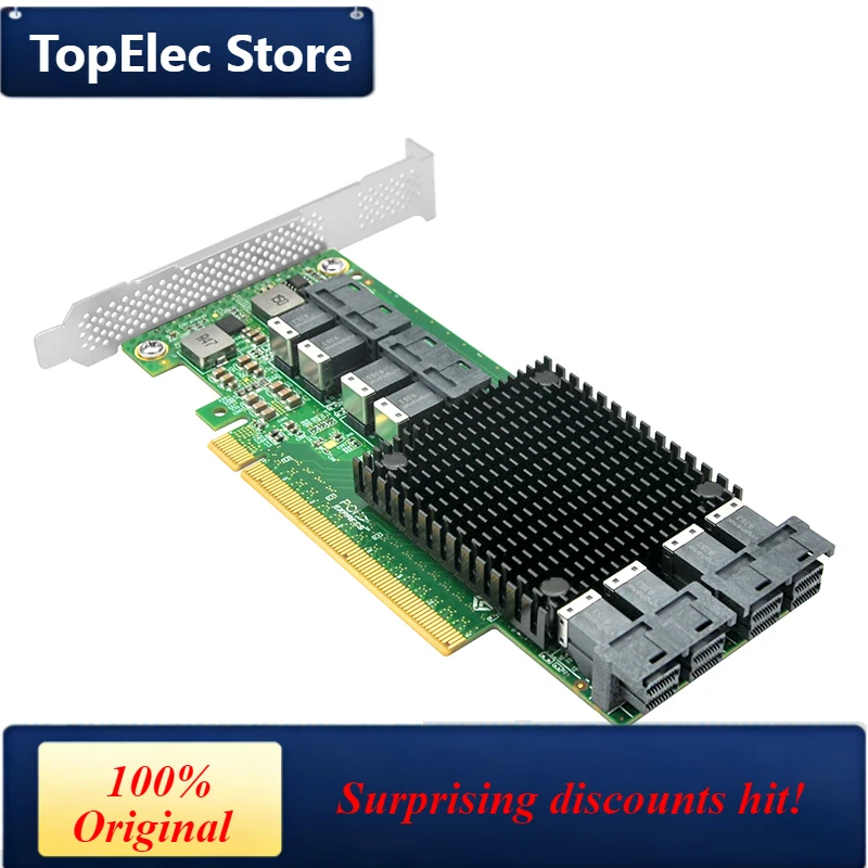 TopElec Linkreal 8 Port U.2 to PCIe x16 SFF-8643 NVMe SSD Adapter with Heatsink-LRNV9349-8I