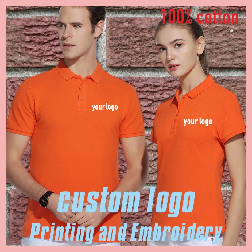 

100% cotton men's and women's polo shirts, T-shirts, shirts can print embroidered logos, summer short sleeved workwear