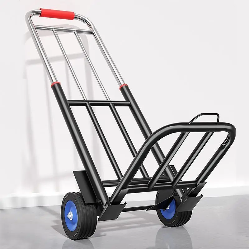 

Foldable Hand-Pulled Op Cart Portable Vegetable Bung Car Heavy Load Bearing Small Pulling Tru Household Goods