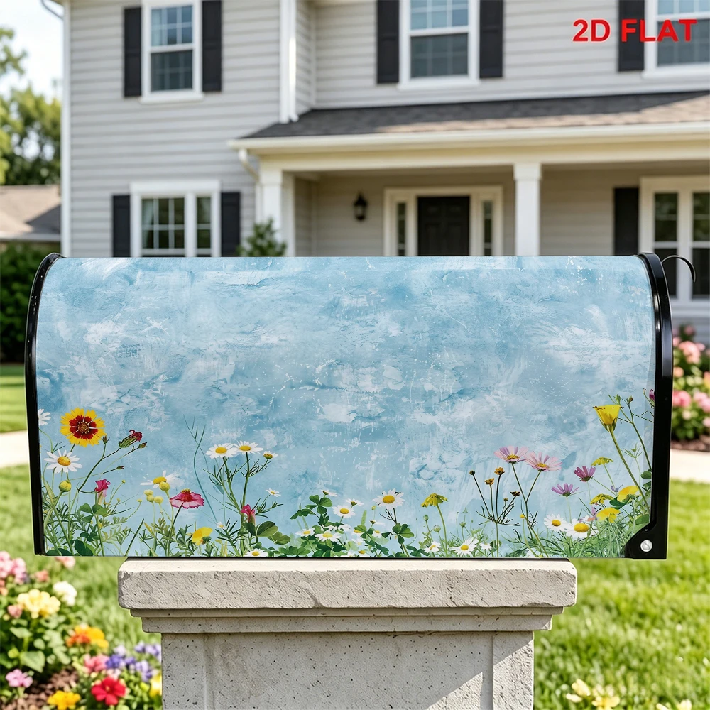 Watercolor Wildflower Mailbox Cover, Spring Summer Floral Mailbox Decor, Romantic Garden Flower Mailbox Wrap