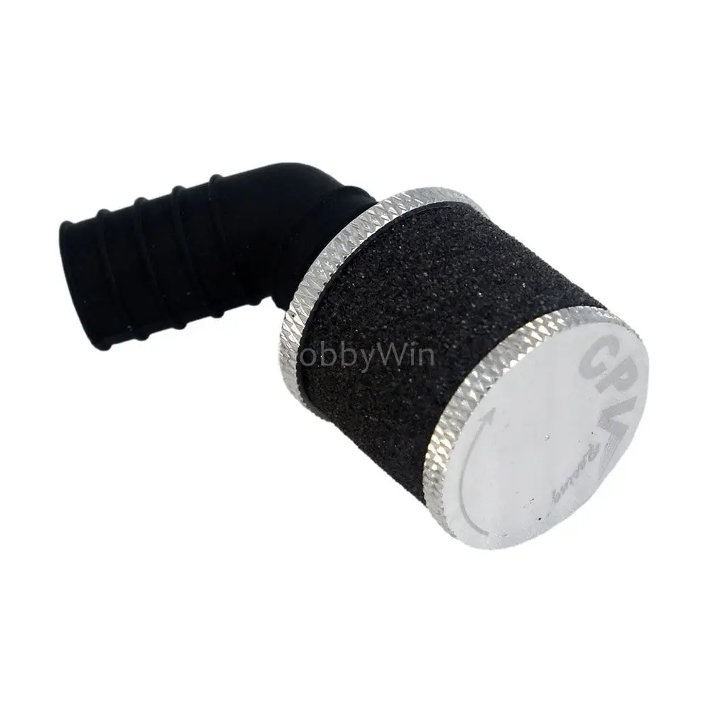 Filtro de ar de alumínio prateado 1/10 para Nitro Glow Eengine RC modelo carro buggy caminhão