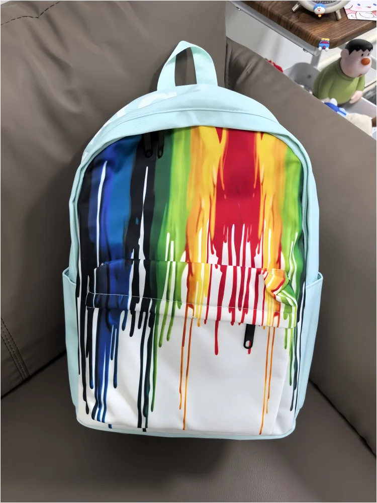 New designer painted cute bags unisex graffiti  backpack women men college students school bags light knapsack girl daypack blue