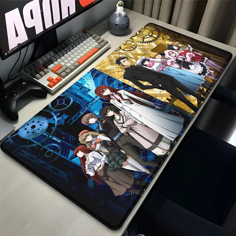 Mousepad Steins Gate HD Printing Computer Gamers Locking Edge Non-slip Mouse Pad Keyboard Table Carpet PC Desk Accessories Pads