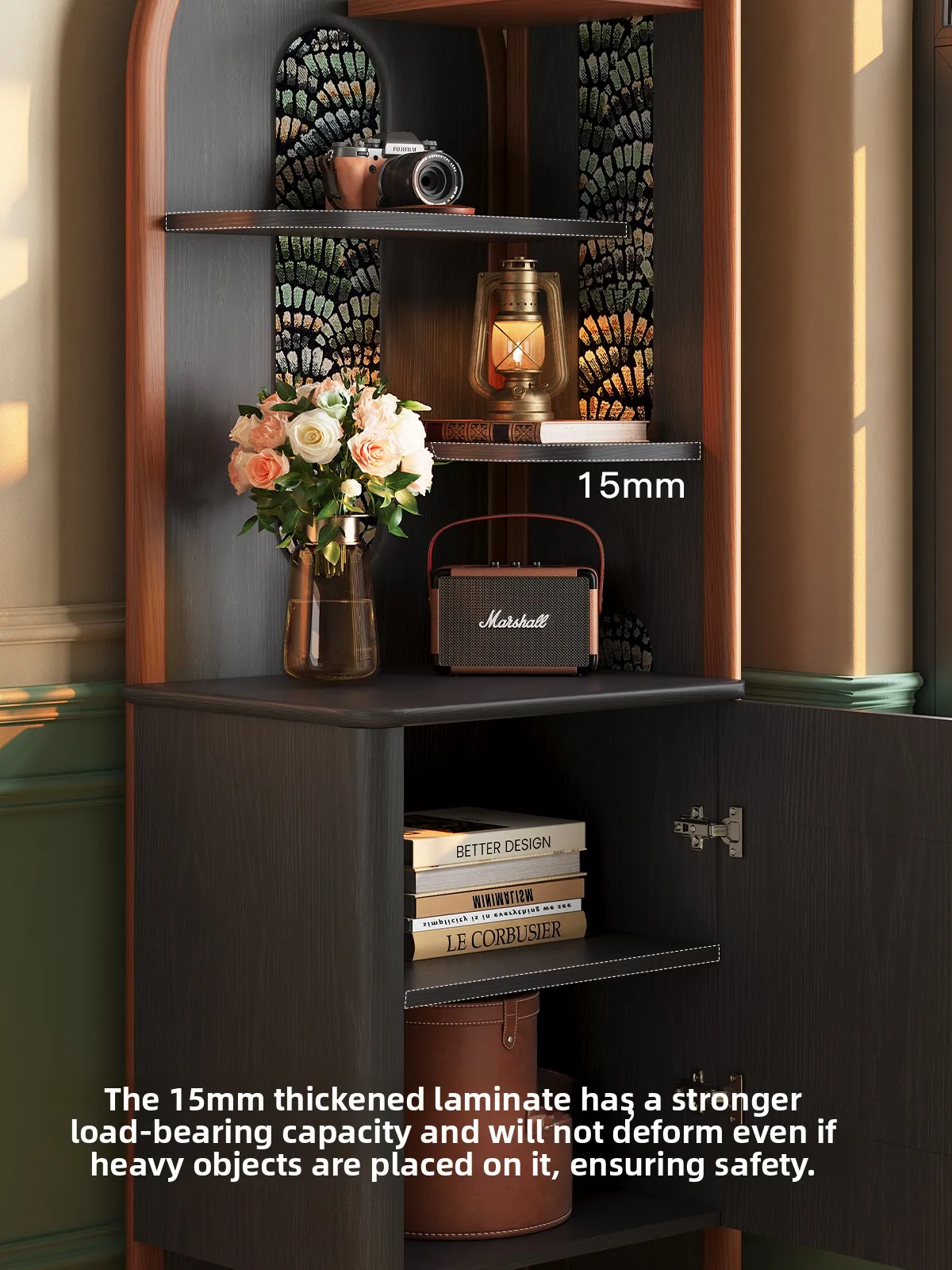 Lhh French retro Chinese style solid wood corner cabinet middle ancient style living room wall corner rack