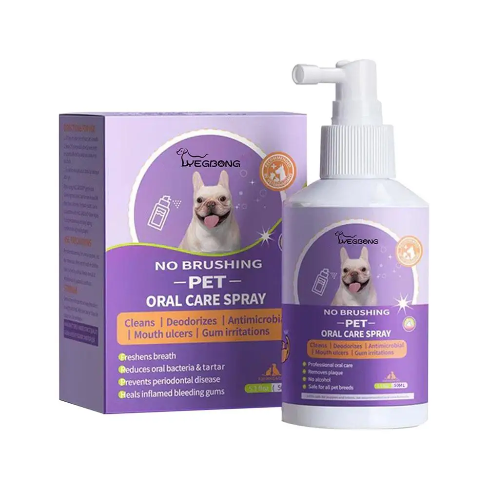 50ml Pet Oral Cleanse Spray Dogs Cats Mouth Fresh Teeth Clean Deodorant Prevent Calculus Remove Odor Pet Care Supply