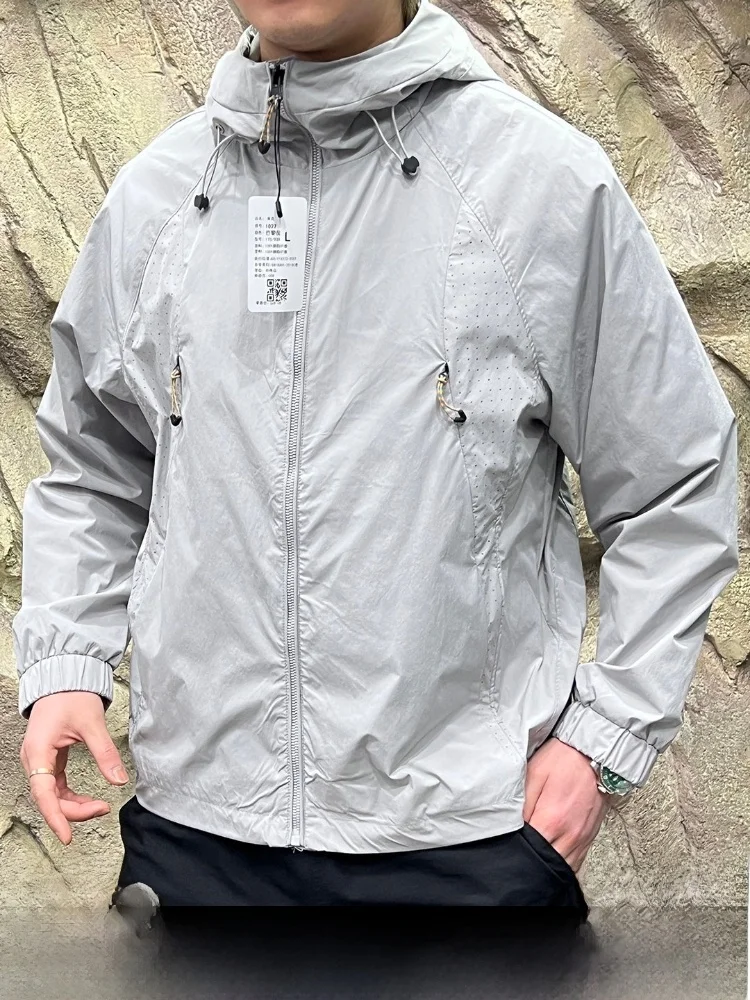 

Мужская дышащая солнцезащитная куртка с лазерной перфорацией и 3D-кроем, быстросохнущая, из полиэфирного волокна, модная, весна-лето, стандартный крой