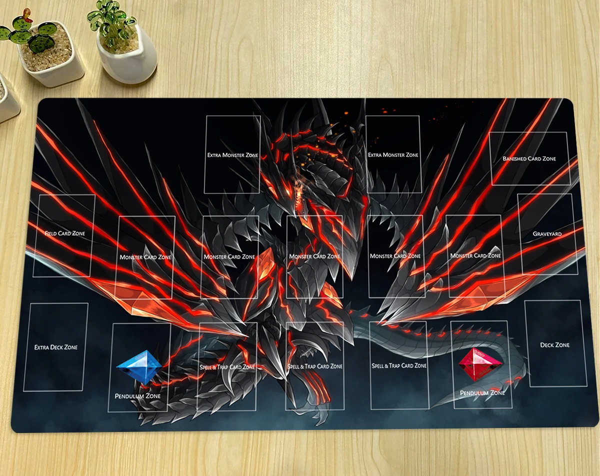 YuGiOh Red-Eyes Darkness Dragon Playmat TCG CCG Trading Card Game Mat Board Game  Anime Mouse Pad Rubber Desk Mat Zone Bag view 3