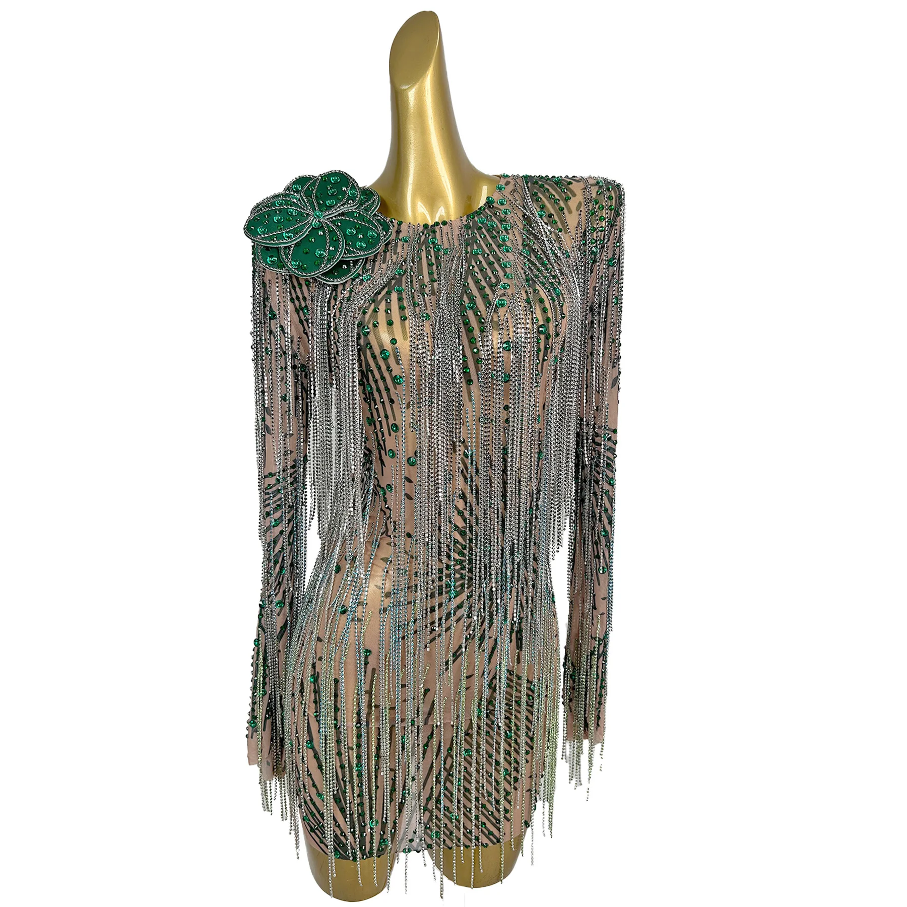 

Lvye Design Sense женское вечернее платье с 3D цветком зеленое платье со стразами и кисточками на Рождество, Новый год, платья для выпускного вечера на день рождения