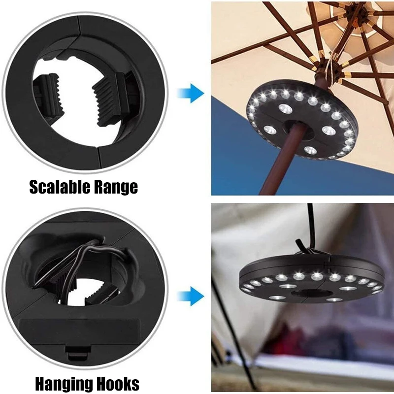 Patio Umbrella Lights 28 LED 3 Lighting Modes Detachable Umbrella Lights Outdoor Camping Lights Courtyard Garden Emergency Light
