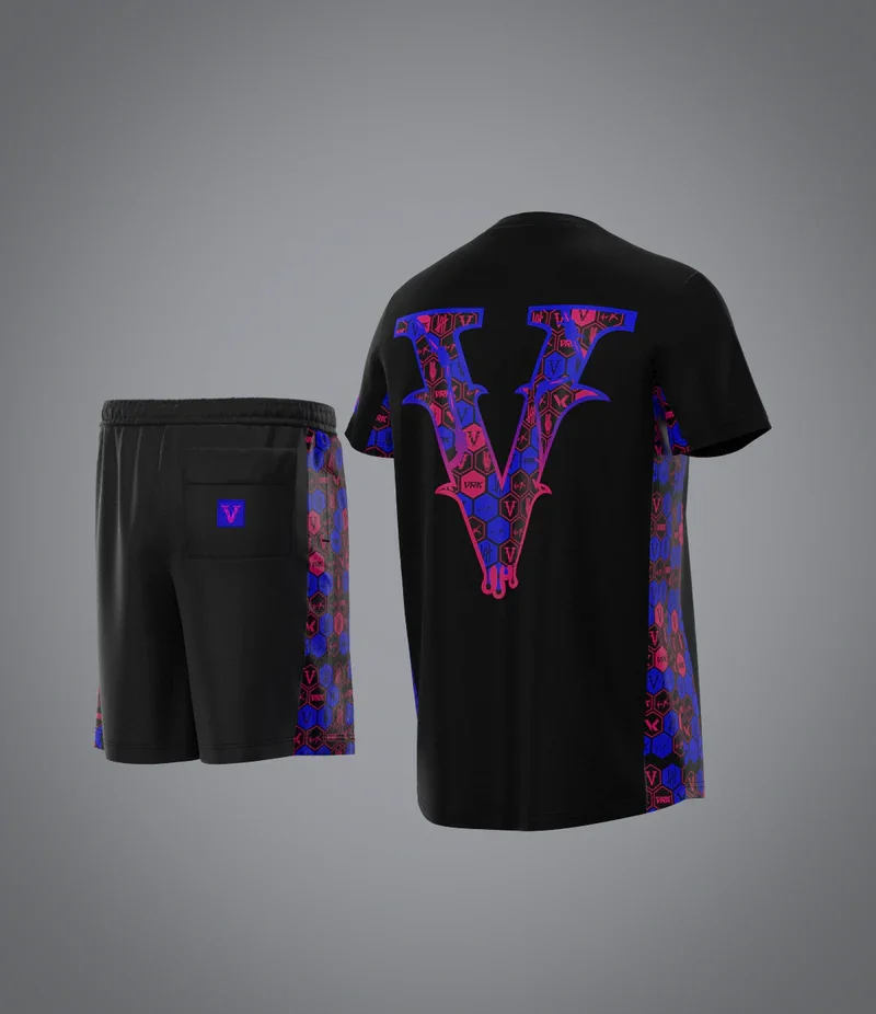 VRK3D Lollipop Print Set Soft, Comfortable T-Shirt Men's Sports Cotton-Like Short Sleeve and Shorts Casual Summer Set view 2