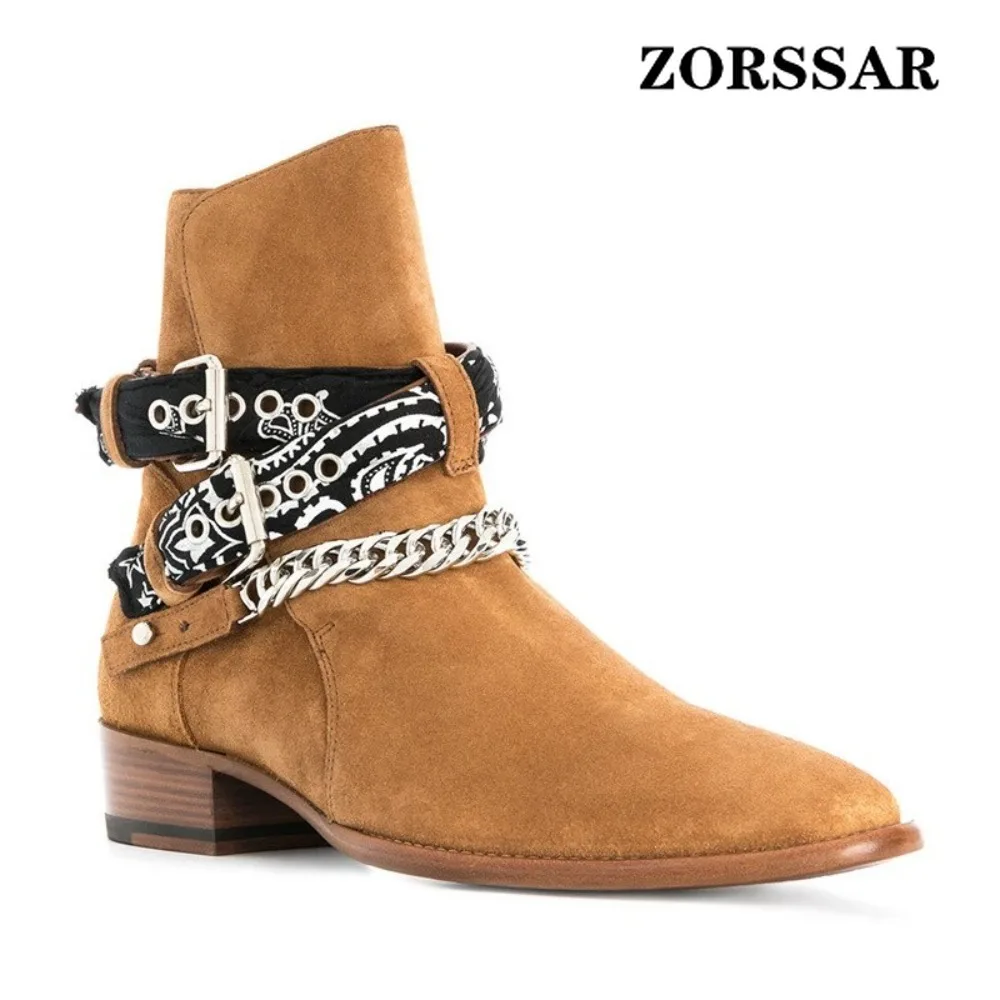 Classic Western Cowboy Knight Boots Mans Dress Boot Brand Designer Side Zipper Chelsea Boots Men Comfortable Pointed Shoes 45 46