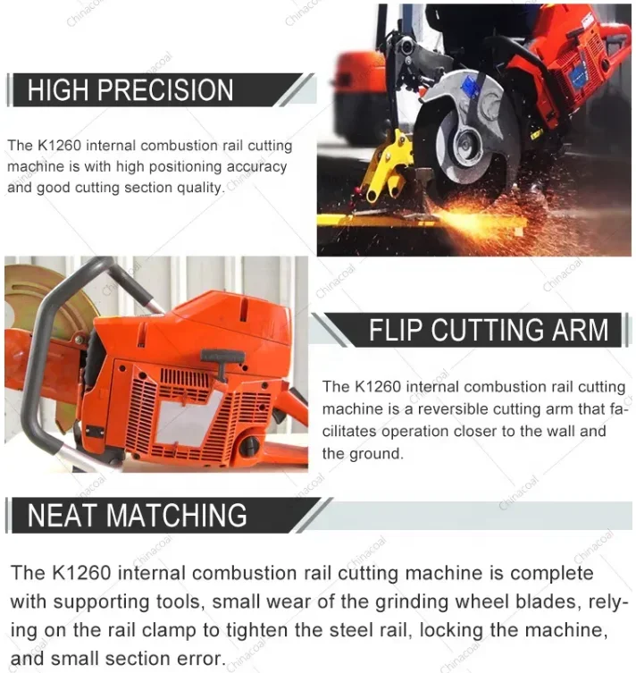 Benzine-Aangedreven Interne Verbranding Rail Cutter K1260 Draagbare Benzine Disc Zaagsporen Rail Snijmachine Prijs