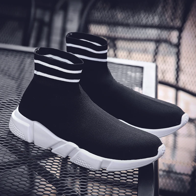 High Top Casual Shoes Breathable Sock Shoes Outdoor Women Men Sneakers for Dancing Jogging Thick Soled Shoes Plus Size 35-45