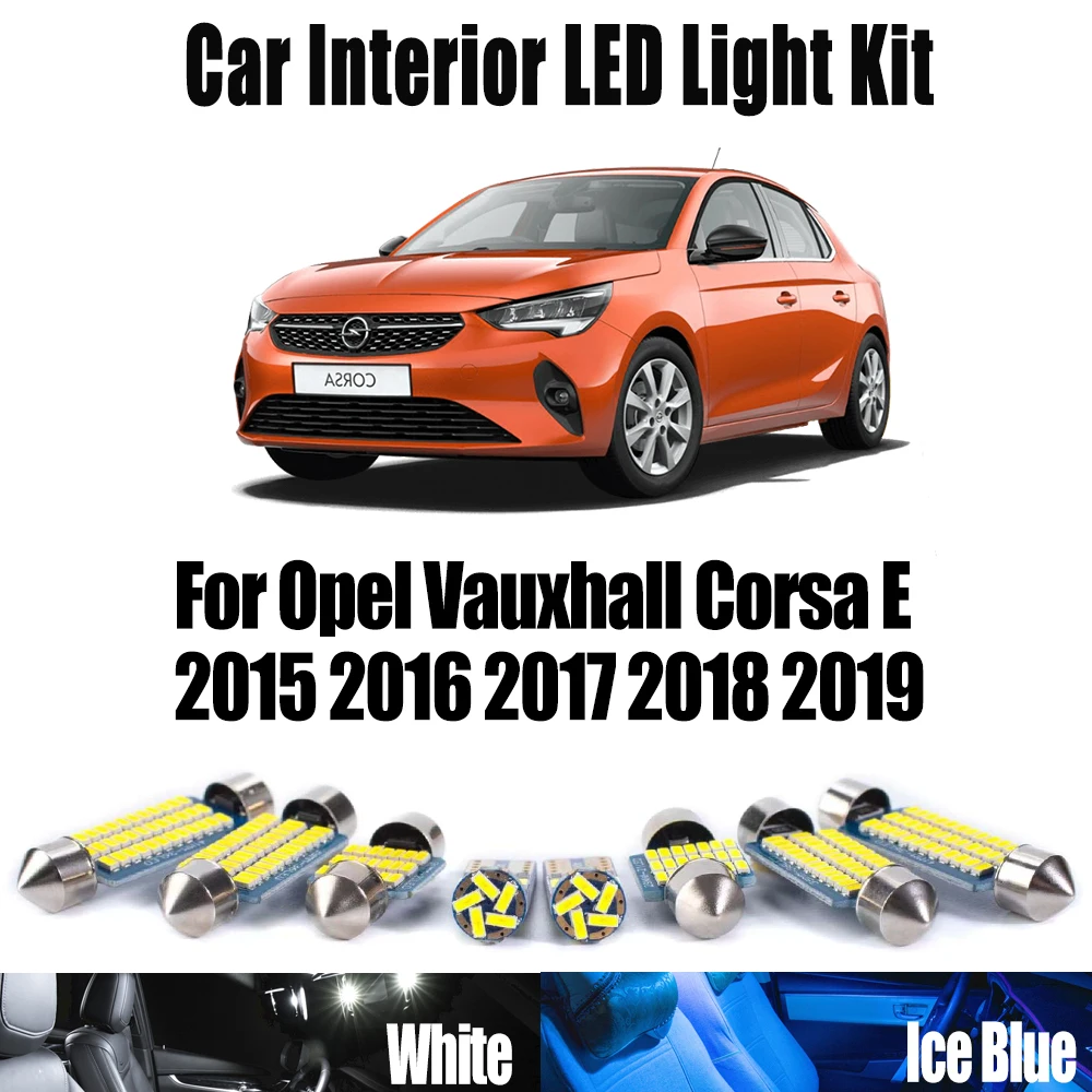 11 قطعة Canbus سيارة القراءة لمبة LED الداخلية خريطة قبة الجذع ​ طقم إضاءة لأوبل فوكسهول كورسا E 2015 - 2017 2018 2019 ملحقات