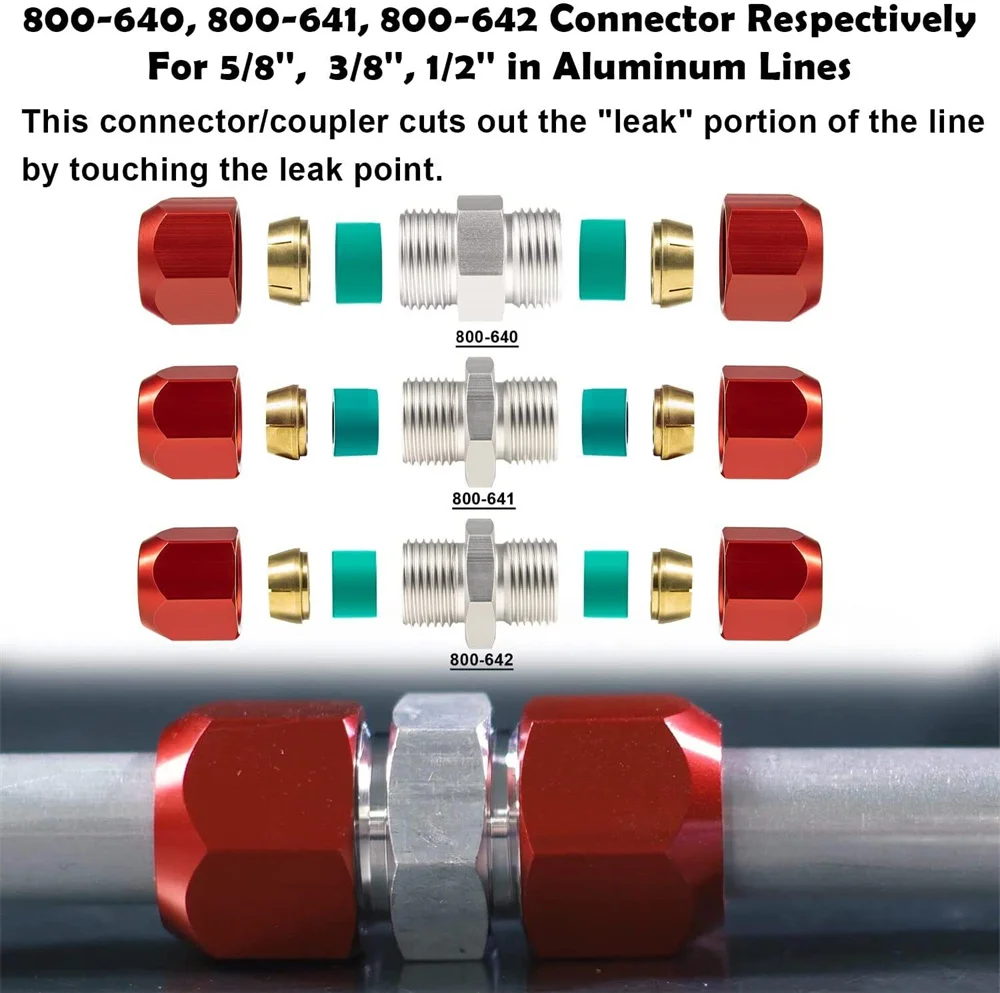 (15 Pcs 1Set) Air Conditioning Repair Splice Connector Kit 800-642,800-641,800-640 for 5/8 in. 3/8 in. 1/2 in. Aluminum Lines