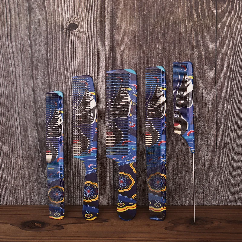 1pcs Chinese style printed hair salon senior hairstylist haircut comb pointed ponytail comb plastic hair cutting tool comb