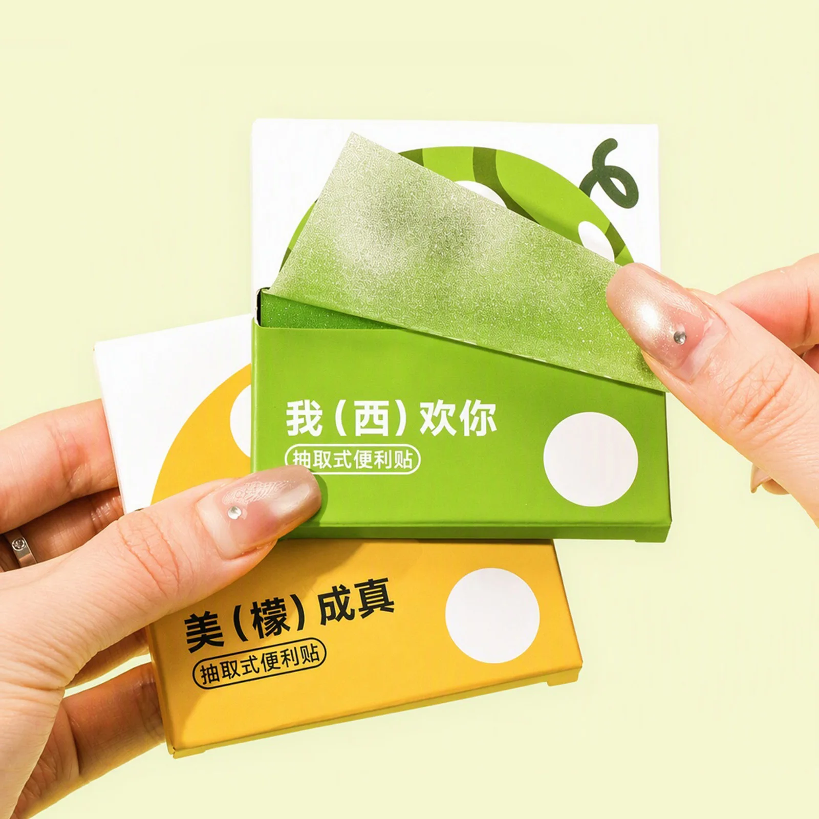 Clear Translucent Pop-Up Sticky Notes 480 Sheets Fruit Monster Pull-Out Dispenser Strong Adhesive Cute Cartoon Memo Pad