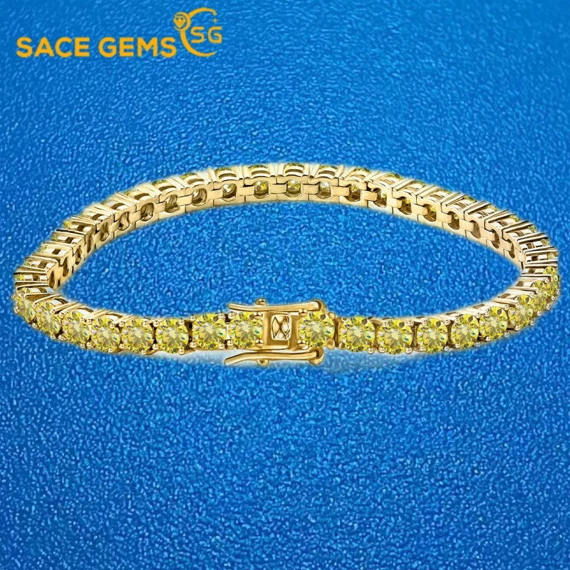 

SACE GEMS 3mm Moissanite Tennis Bracelet Necklace for Women 925 Sterling Silver D VVS1 Lab Diamond with GRA Certificate Jewelry