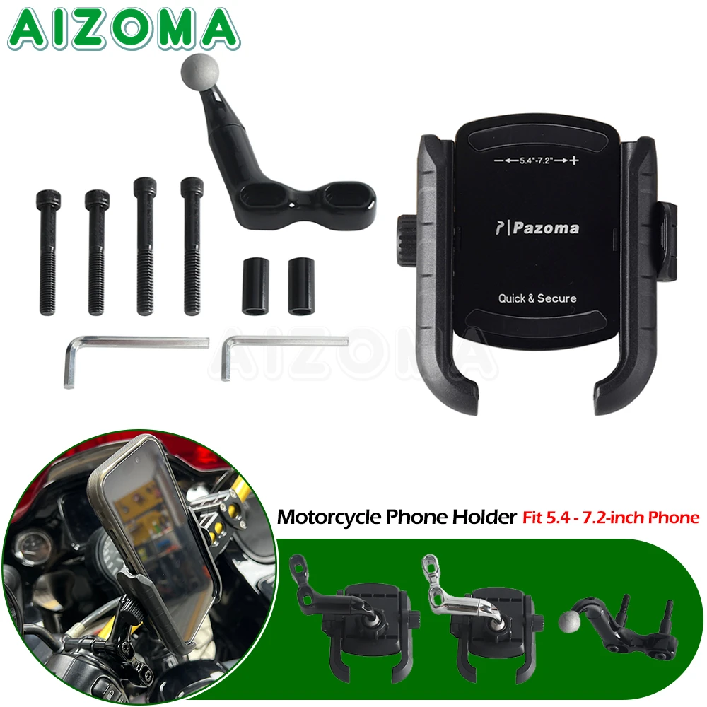 Motorcycle Phone Holder Fit 5.4-7.2-inch Phone For Harley BMW Honda Yamaha VTX1300 Adjustable Mount Bracket GPS Relocation Stand
