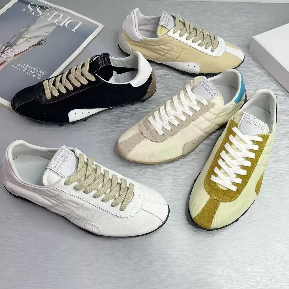 

Женская повседневная спортивная обувь из натуральной кожи в стиле знаменитостей, новинка 2024, женские кроссовки для бега, вулканизированная обувь