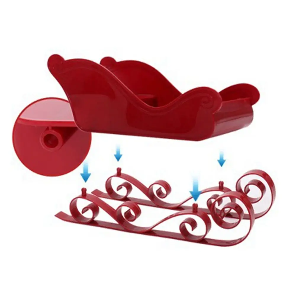 DIY Christmas Sleigh Statue Reusable Durable Christmas Santa Accessories Cute Santa Claus Sled Figurine Living Room