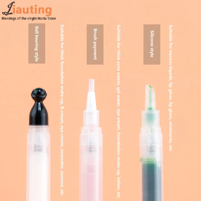 7ml Bottom Pressed Rotating Vacuum Pen Travel Empty Bottle Reusable Brush/Silicone/Ball Head Vacuum Pen For Liquid Foundation