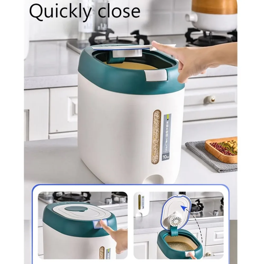 Airtight Grain Dispenser Large Capacity Cereal Rice Container Bucket Moisture-proof Sealed Rice Jar Bucket Kitchen Organizer