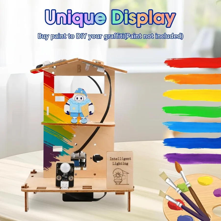 Kit STEM 8-in-1 untuk Anak Usia 8-16 Tahun, Proyek Sains Rumah Pintar Kerajinan Sekolah Mainan Edukasi Teknik Bangunan Model DIY Bi