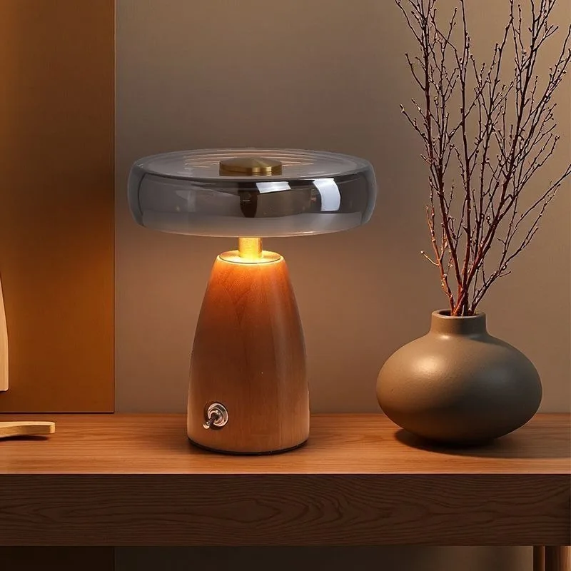 2026-new-wooden-vintage-mushroom-table-lampminimalist-luxury-glass-bedside-ambient-light-decor-night-lamp-for-bedroom-interior