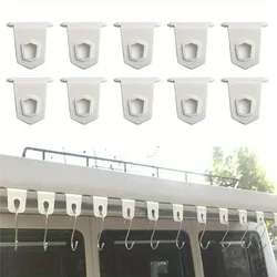 10pcs White/Black Universal Awning Clothes Hook Racks for RV Camper Caravan Party Light Holder RV Awnning Hook Accessories