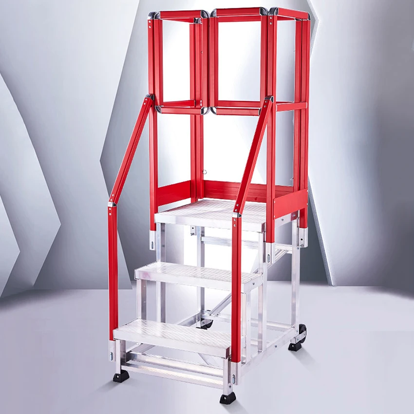 75CM DB-3EN(H) Aluminum 3-step Ladder Engineering Ladder Ultra-wide Top Plate Assembled Workbench Platform Ladder For Workshop