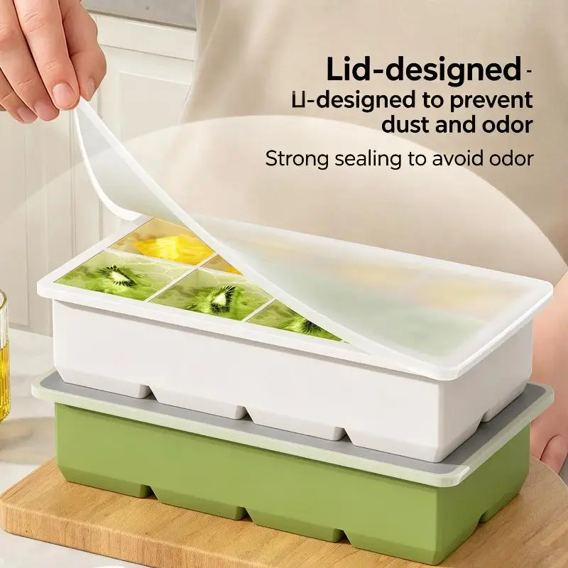 Large Ice Block Mold Silicone Ice Cube Tray With Leak Proof Lid Easy Release For Home Summer Drink Parties