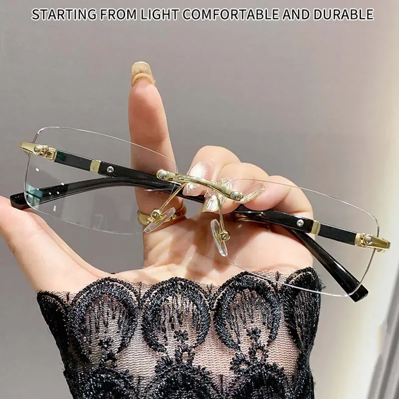 Square Rimless Photochromic Myopia Glasses Men Women Business Anti-UV Nearsighted Eyewear Retro Eyeglasses 0-1.0-4.0 image 3