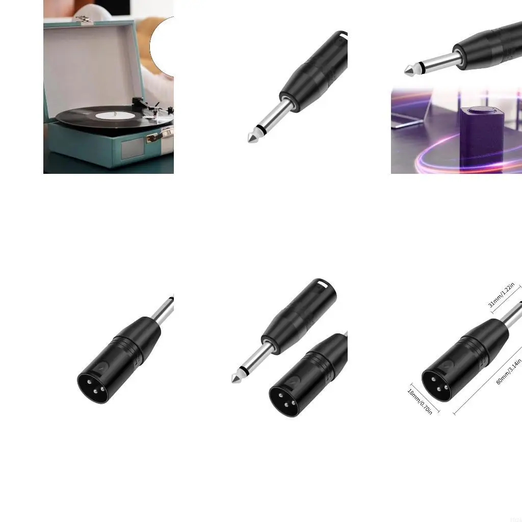 193A 3Pin Female to 1/4inch 6.35mm Male Adapter 3Pin Female to Quarter Male Port Socket Sound Adapter Converters for Guitar