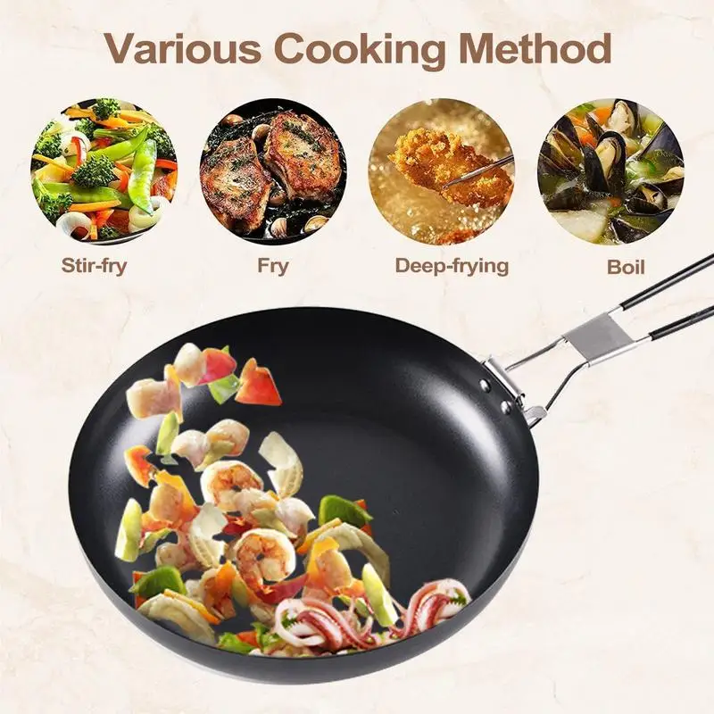 

Outdoors Folding Pan Non-Stick Frypan Cooking Pot Lightweight Camping Skillet Folding Frying Pan Cooking Pot Camping Kitchen