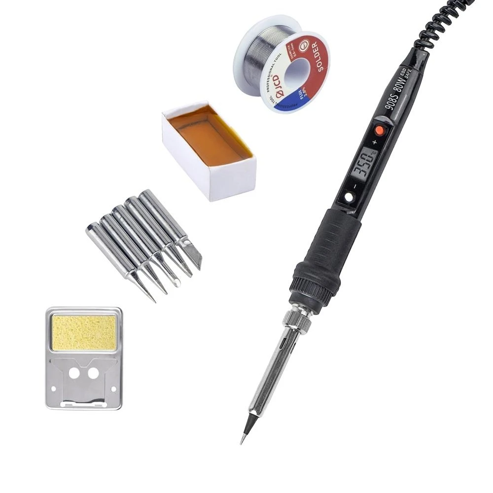 

JCD Soldering iron 80W LCD display with adjustable temperature soldering iron head 220V/110V welding repair tool 908S soldering