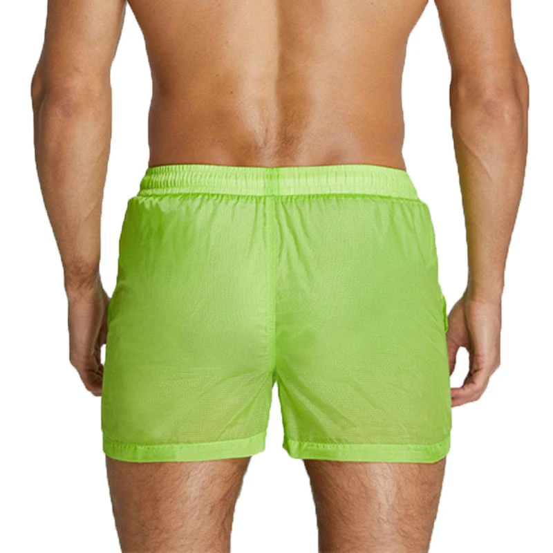 Men Board Shorts Thin See Through Quick Drying Swimsuits Trunks Casual Pocket Workout Gym Pants Bathing Suit Surf Beach Swimwear