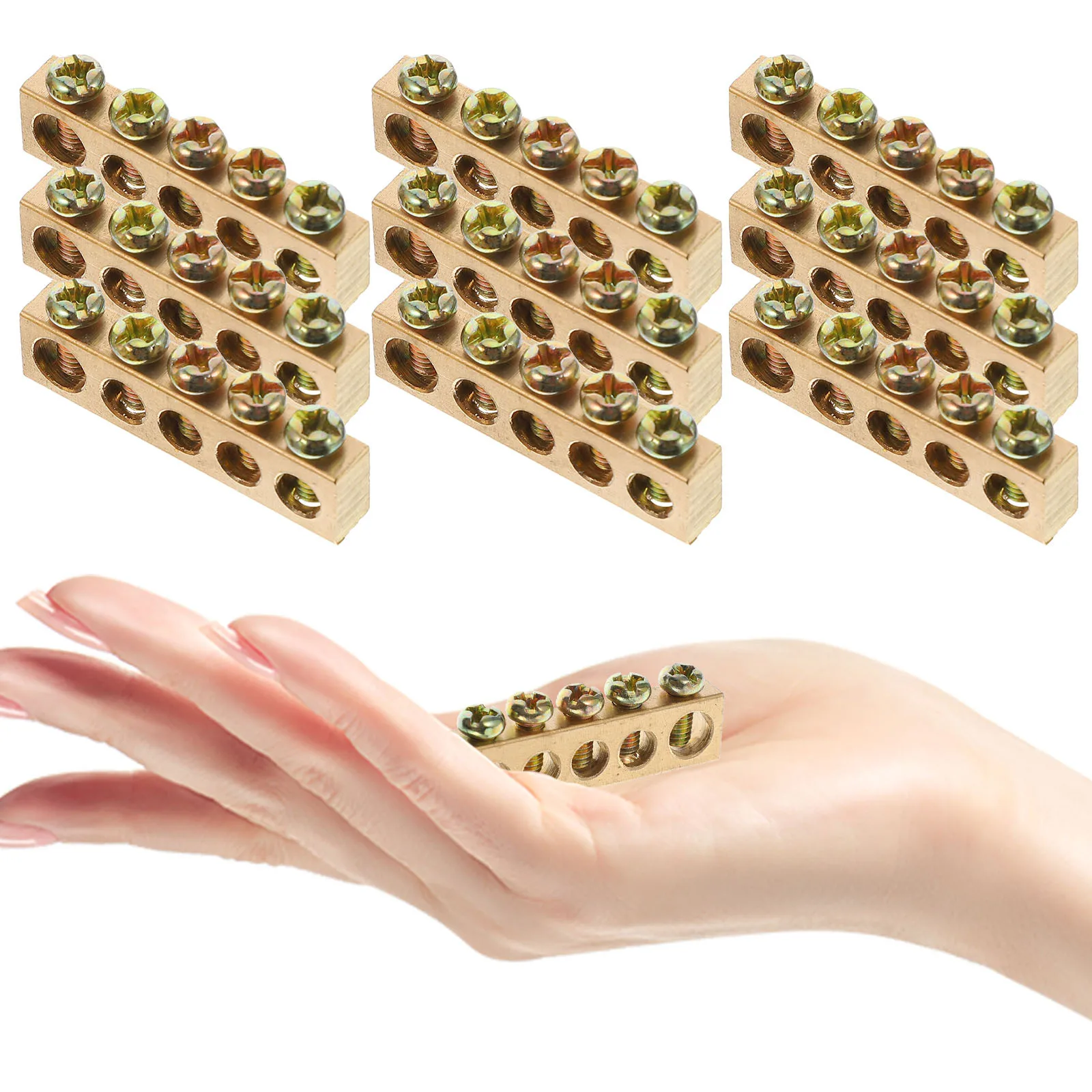 10 قطعة 5-Hole النحاس التأريض كتلة موصل كهربائي لأنظمة الأسلاك المسمار محطة توزيع بار ، إمدادات الطاقة #1