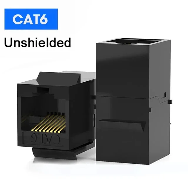 ZOERAX RJ45 Cat6 Cat5e Keystone-koppeling, vrouw-vrouw Cat6 Cat5e Keystone-aansluiting, UTP Keystone-koppeling, zwart