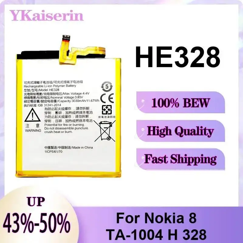 

Надежная замена, 3030 мАч, безопасная, для мобильного телефона Nokia 8 TA-1004 H 328 HE328