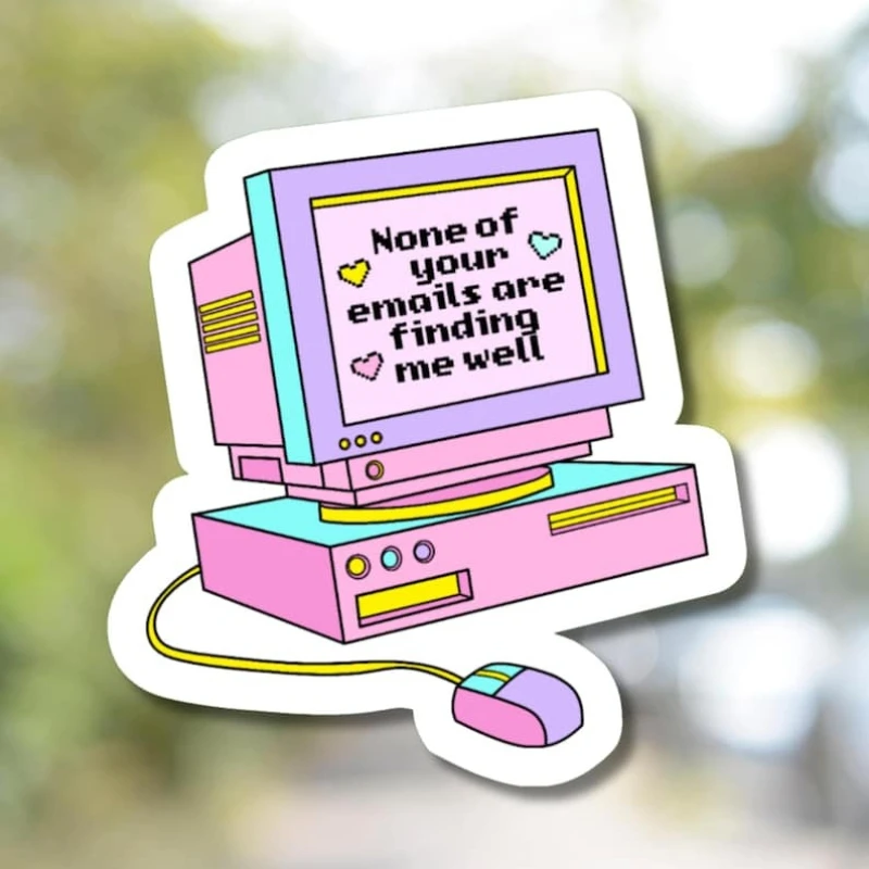 Funny Email Satirical Retro Computer Stickers, Colorful 90s Vibe Stickers, Office Humorous Laptop Stickers