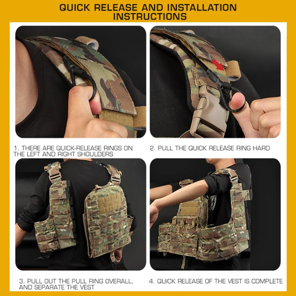 CPC التكتيكية لوحة الناقل الثقيلة الادسنس القتالية التدريب درع للجسم نظام مولي الإفراج السريع سترة صيد واقية #6