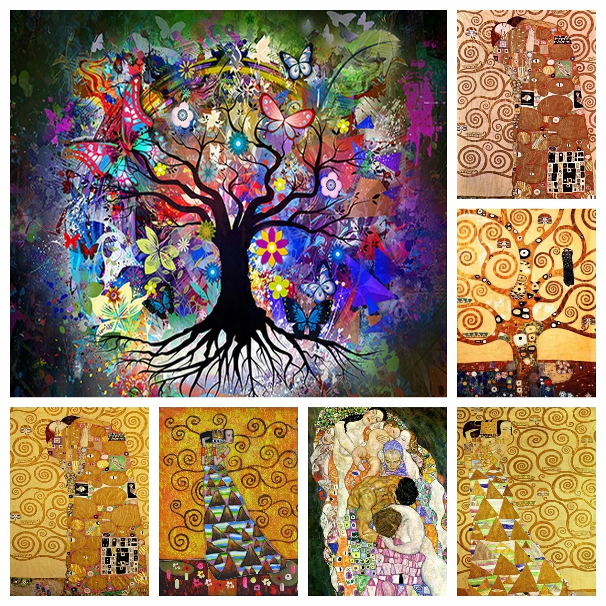 

5D DIY Diamond Painting Tree Of Life Cross Stitch Embroidery Rhinestones Gustav Klimt Scandinavian Landscape Pictures Home Decor