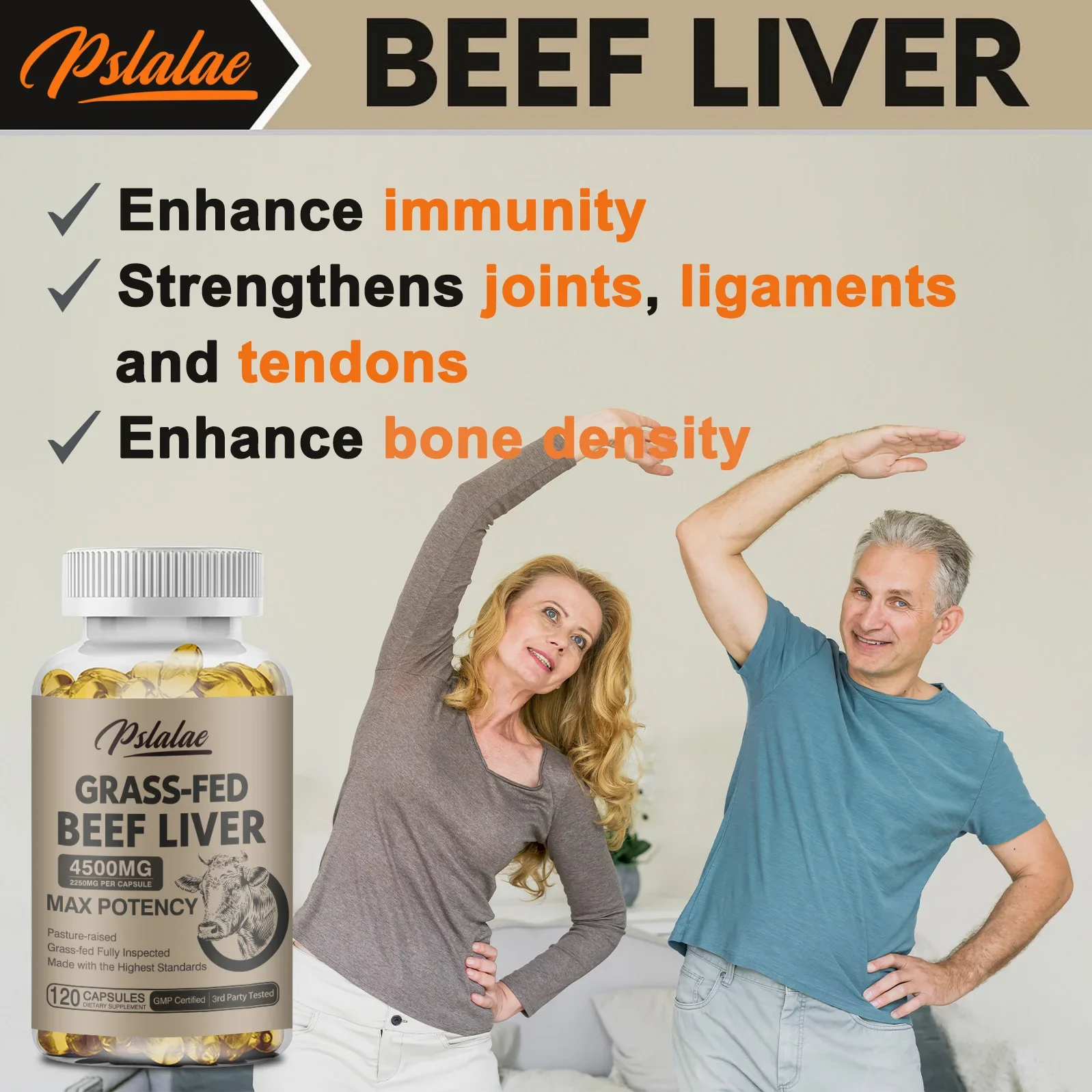 Grass Fed Dried Beef Liver Capsules - Contains Natural Iron, Vitamin A, B12 - Antioxidant