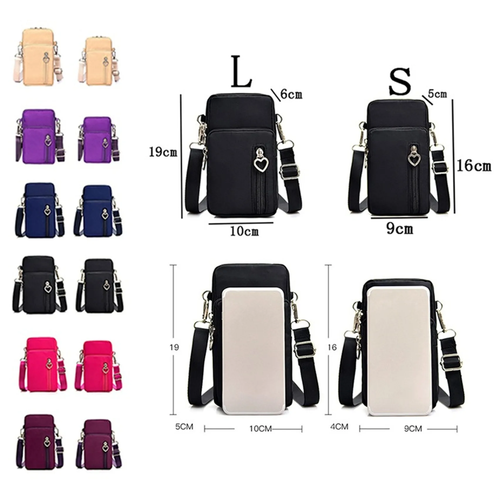 New Women Mobile Phone Bag Nylon Cell Phone Bag Coin Purse Strap Shoulder Bag Small Crossbody Bags for Women Wallet Travel Purse