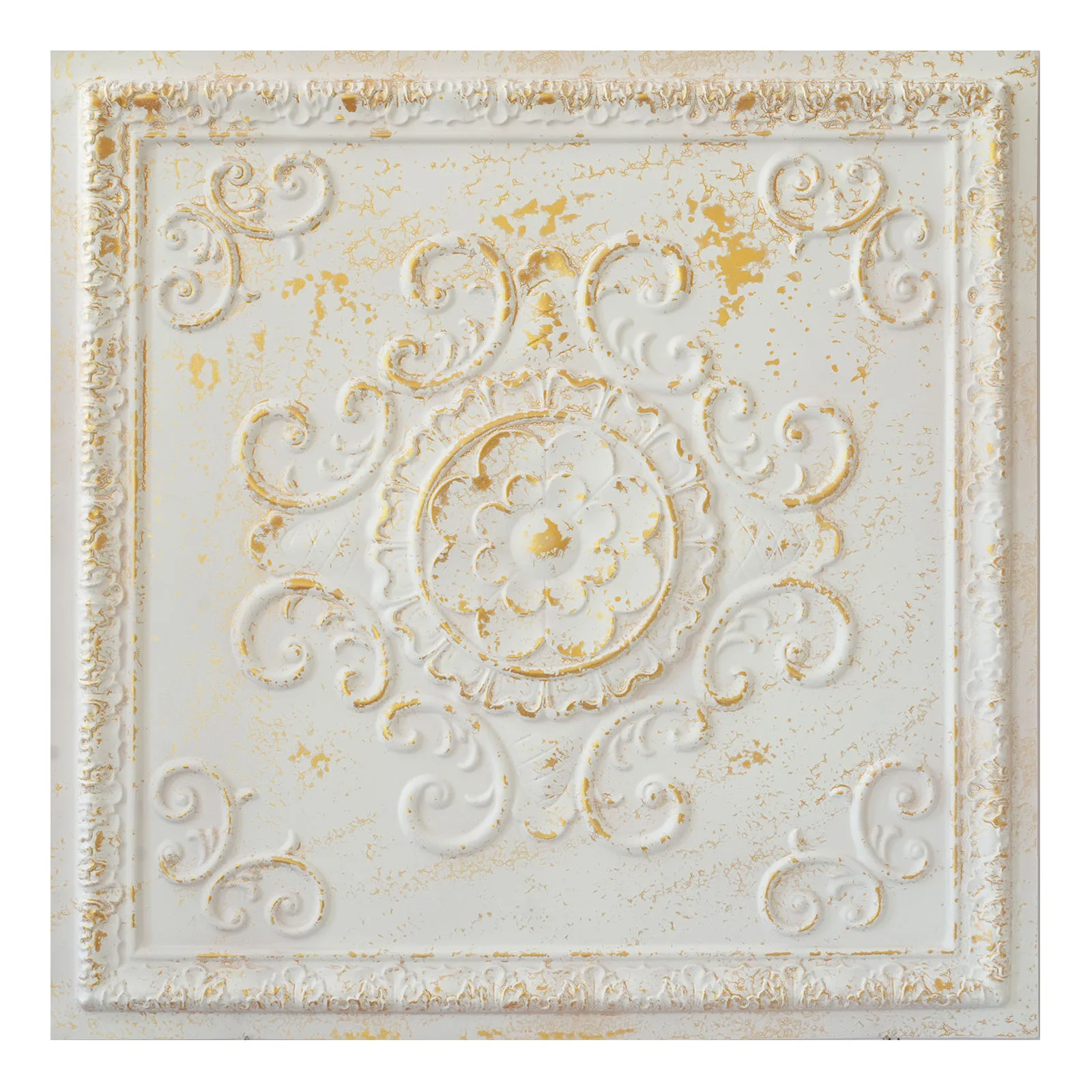 Ancient ceiling tiles, Vintage wall panels, for Cafe Club PL08 Distress crack gold white 10tiles/lot