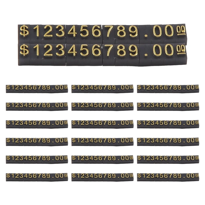 20 Sets Price Display Square Adjustable Price Tag For Price Display Counter Stand Number Letter Dollar Price Block Kit