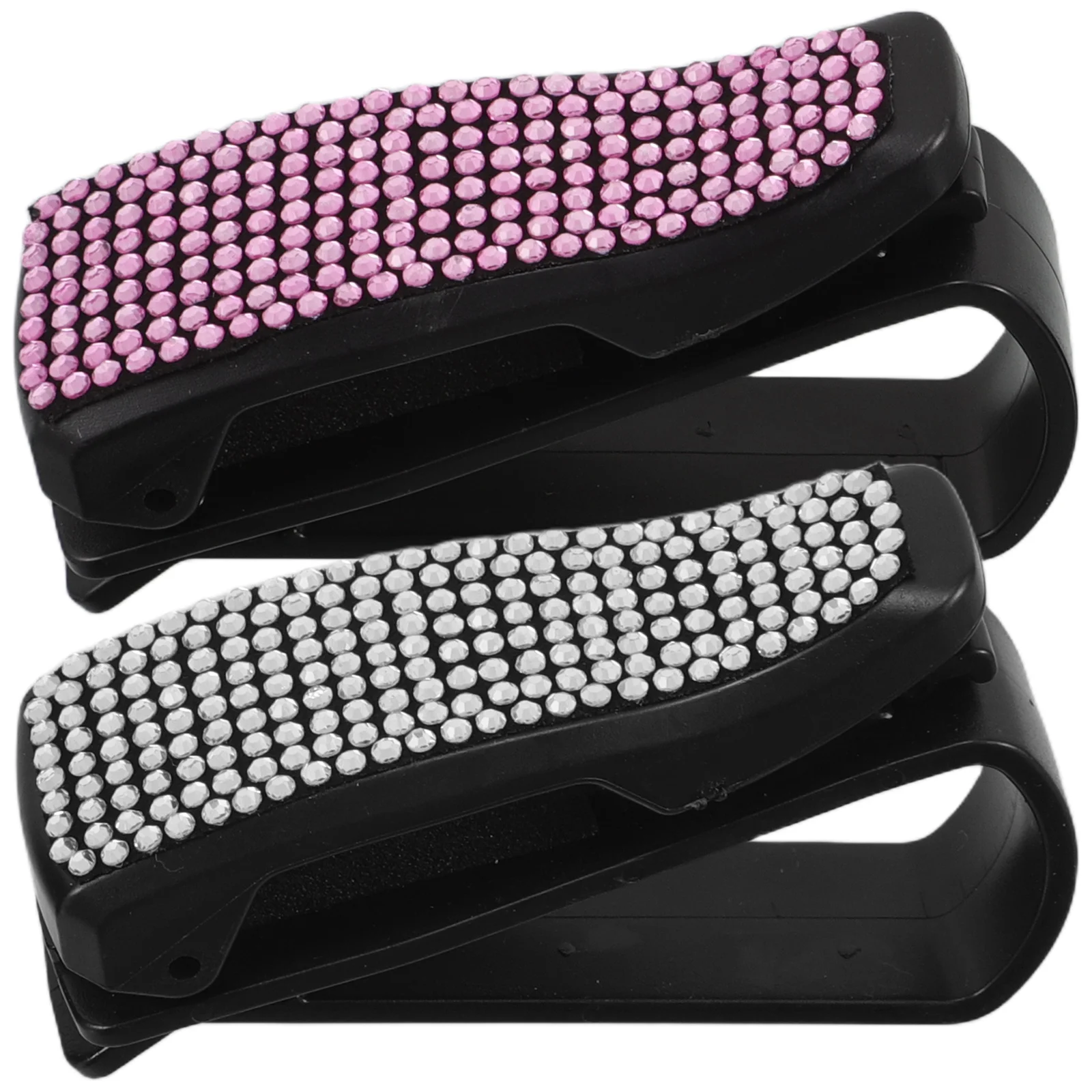 

2Pcs Car Visor Sunglasses Holder Clip Rhinestone Card Ticket Organizer Glasses Storage Auto Accessory Card Ticket Clamp